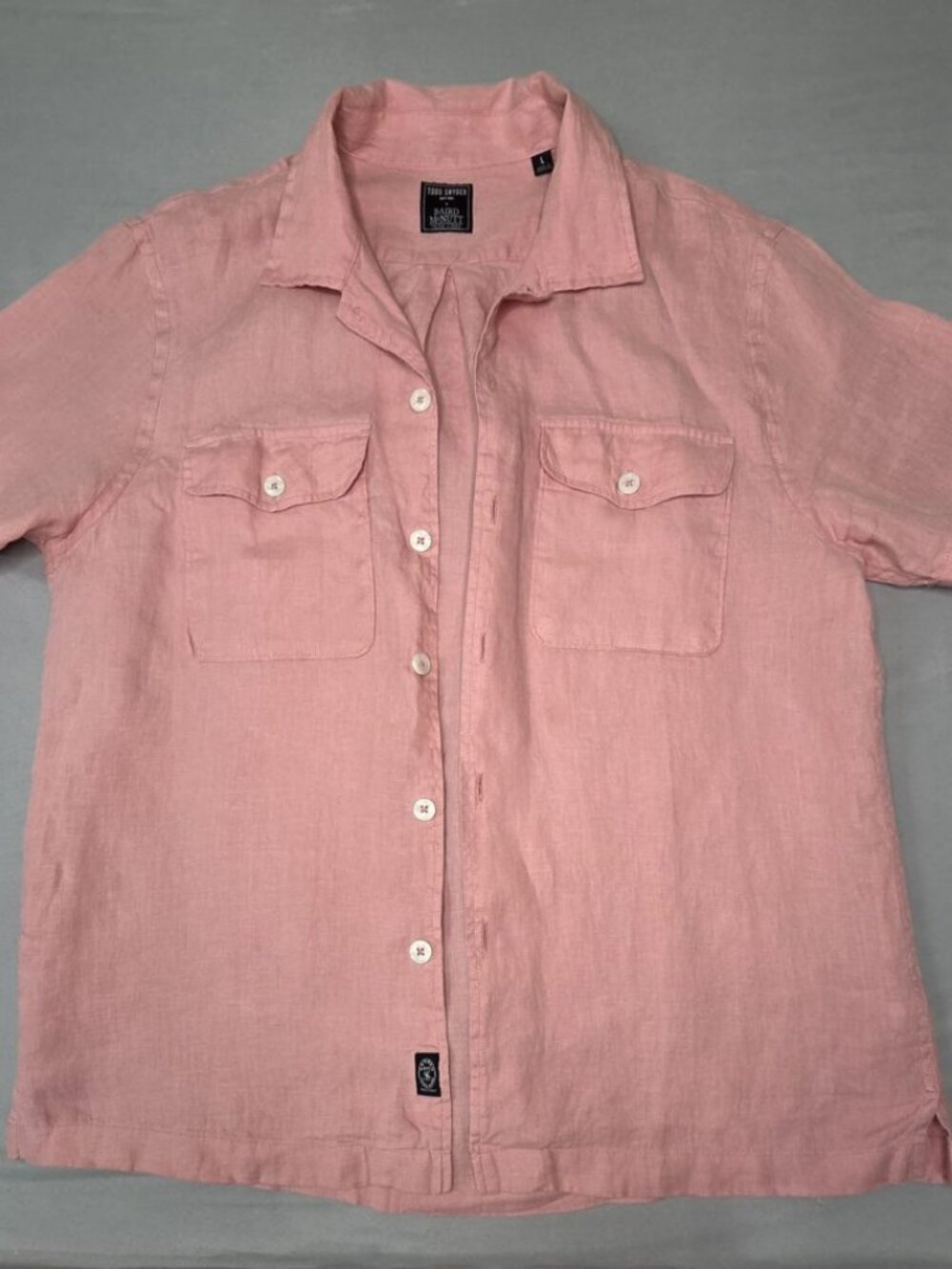 Todd Snyder Baird McNutt Irish Linen SS Shirt L Pink
